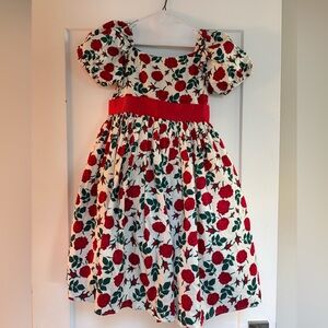 Floral Kids Formal Dress - Red and White